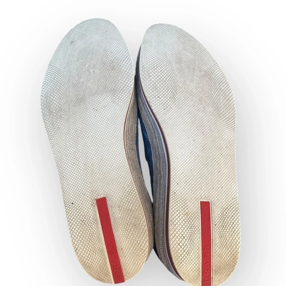 P4 Prada Sport Blue Suede Linea Rossa Espadrille Loafers‎